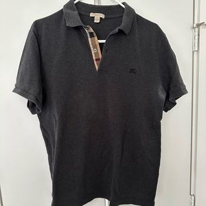 Burberry Black Polo Shirt with Check Collar